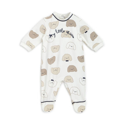 Boys Natural Printed Printed Leg Opening Babysuit